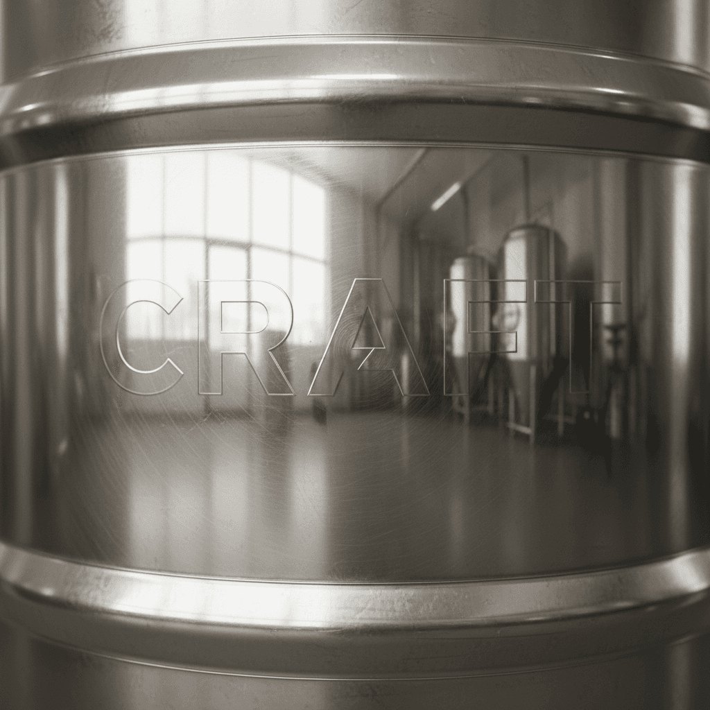 close-up of polished stainless steel keg surface showing clean reflective metal
